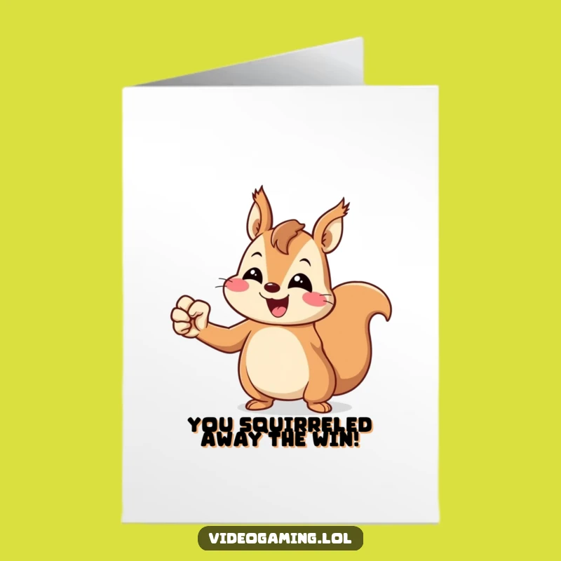Free Printable Squirrel Congrats Card: Victorious Squirrel's Fist Pump!