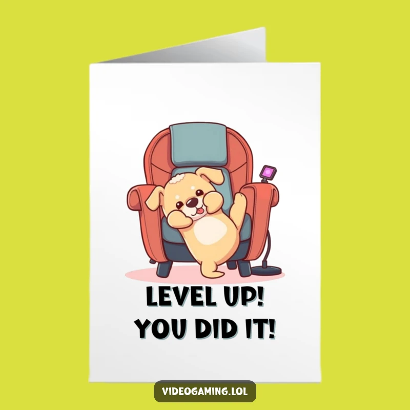 Free Printable Funny Puppy Congratulations Card: Gamer Dog Victory Fail. Instant Download!