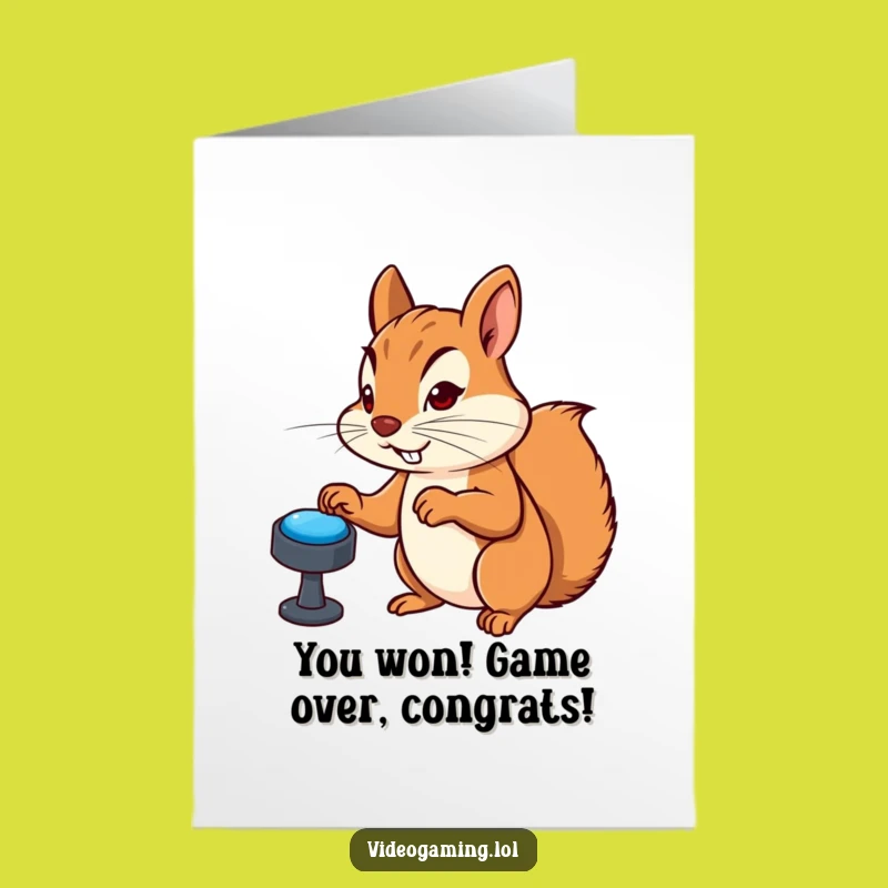 Free Printable Gamer Squirrel Congrats Card: Button Masher Downloadable Win