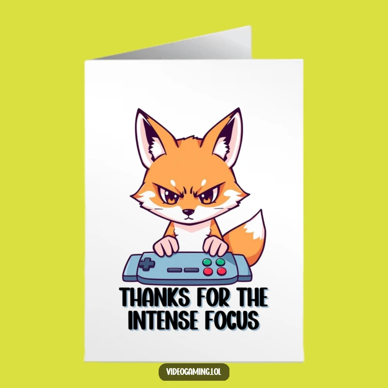Free Printable Fox Gaming Thank You Card - Intense Downloadable Appreciative Gift