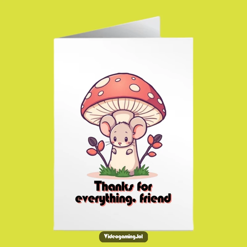 Free Printable Funny Mouse Thank You Card: Shy Mushroom Thanks Download