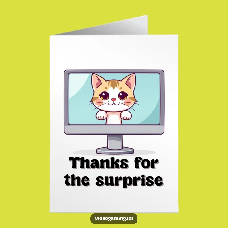 Free Printable Thank You Card: Curious Cat Thanks, Funny Downloadable Gift for a Peek of Gratitude