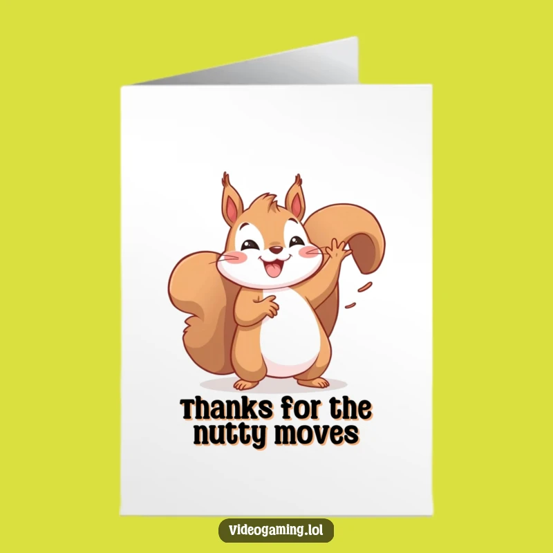 Free Printable Thank You Card: Dancing Squirrel Win Funny Downloadable Gift