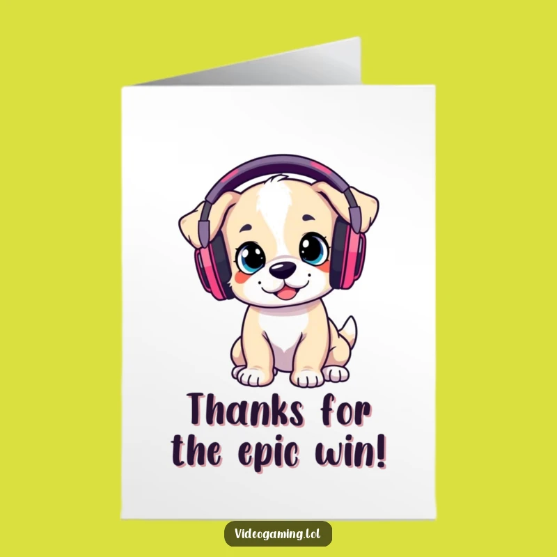 Free Printable Thank You Card: Gaming Puppy Headphones Downloadable Gift