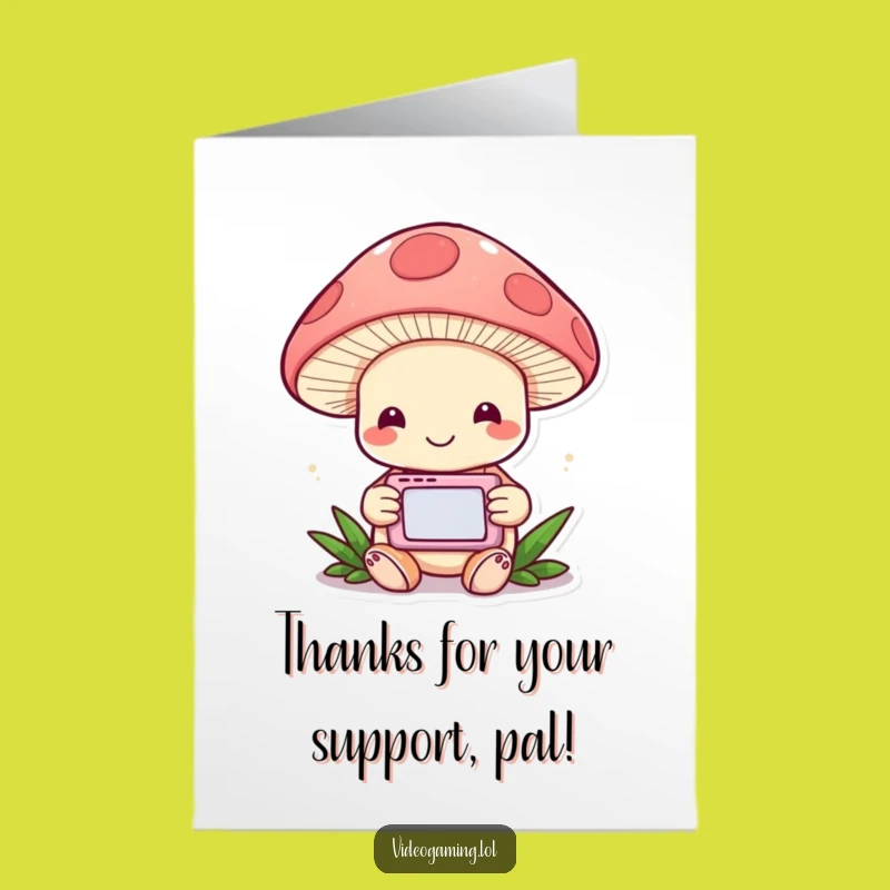 Free Printable Thank You Card: Happy Gamer Mushroom - Downloadable Thanks