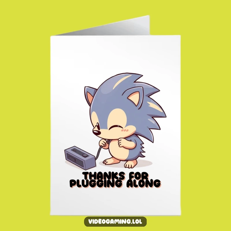Free Printable Thank You Card: Tech Hedgehog - Funny Downloadable Gift