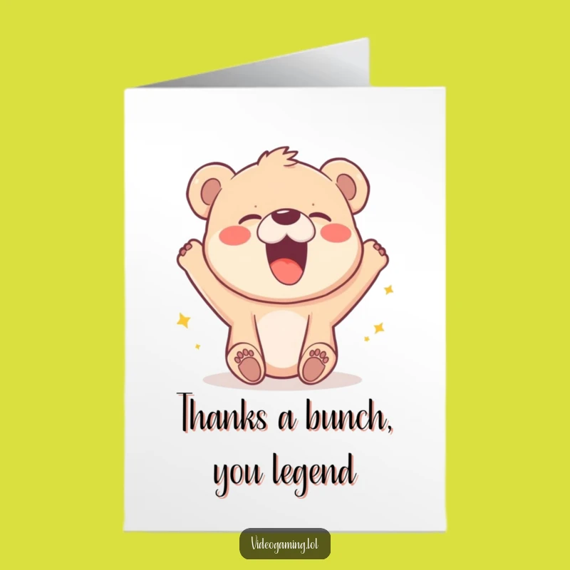 Free Printable Funny Bear Cub Thank You Card: Victory Laugh Download