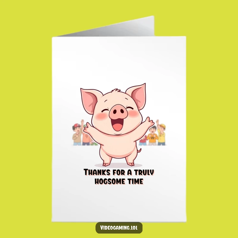 Free Printable Thank You Card: Giggling Piglet Victory Funny Downloadable Gift