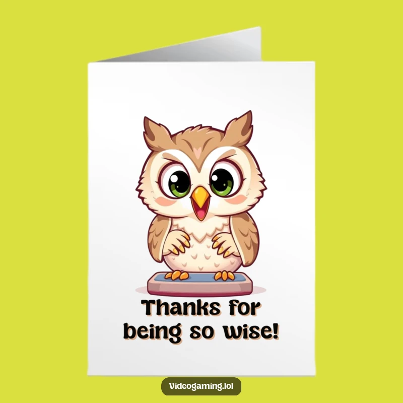 Free Printable Owl Thank You Card: Gamer's Focused Gratitude!