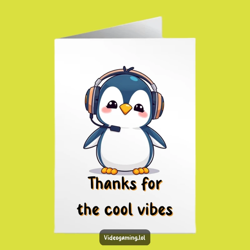 Free Printable Penguin Gaming Thank You Card - Goofy Downloadable Gratitude Gift