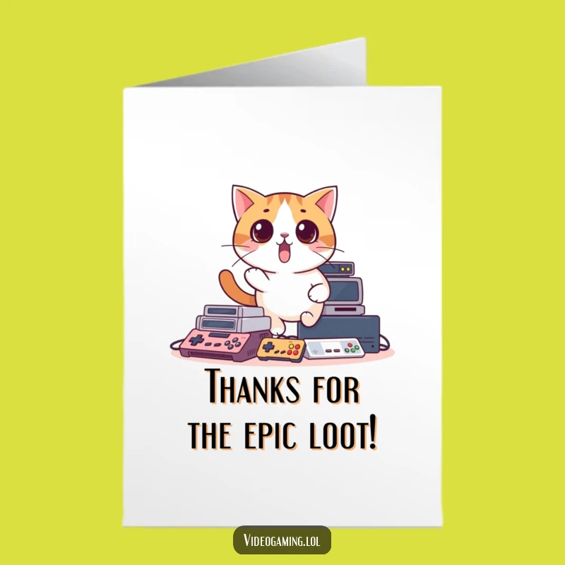 Free Printable Funny Thank You Card: Cat Gamer's Surprise - Digital Download
