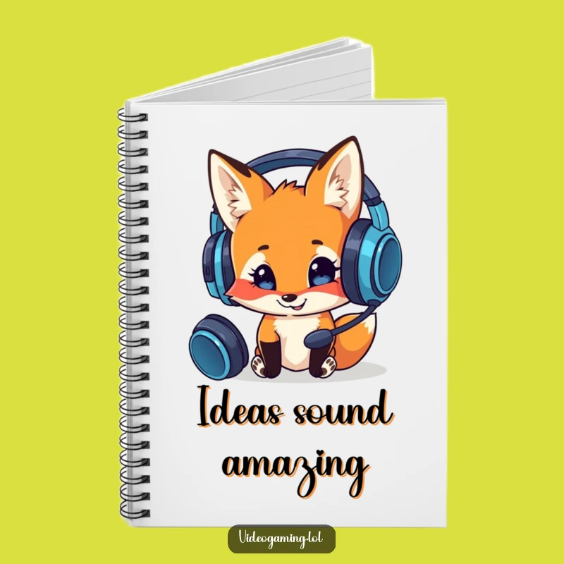 Funny Curious Fox Notebook: Hilarious Gamer Journal for Headset Fans