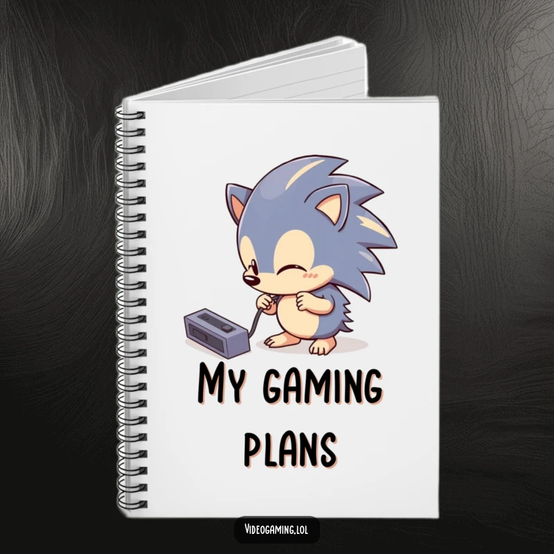 Funny Hedgehog Tech Notebook: A lined journal with a curious hedgehog comically trying to plug in a console cable, inspiring tech notes.