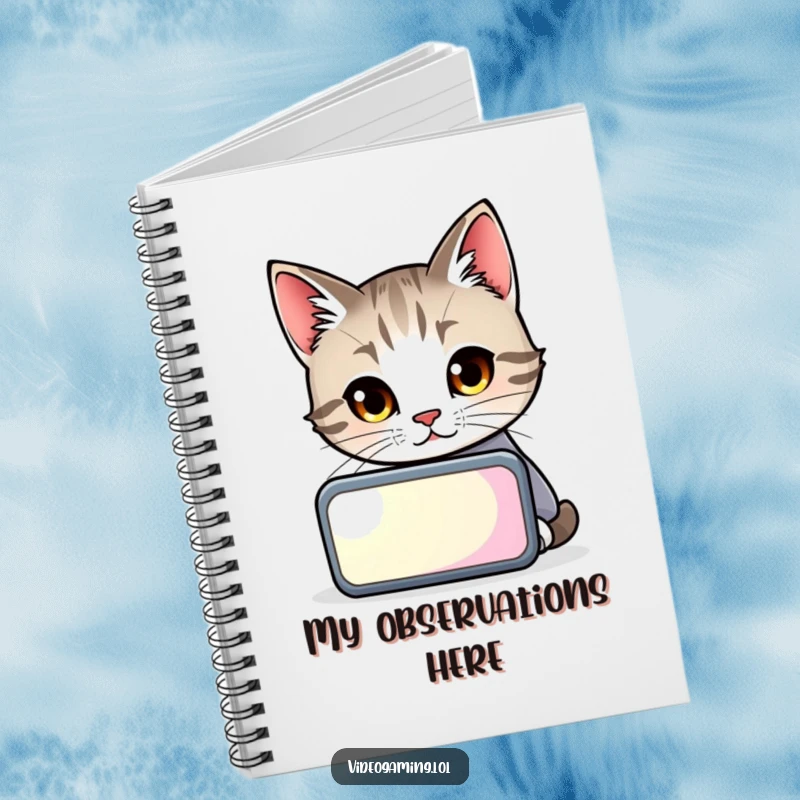 Funny cat intensely focused on a glowing screen for jotting down hilarious feline observations, a perfect journal.