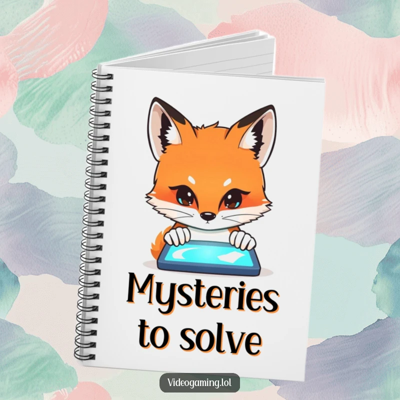Funny Fox Curiosity Notebook showing a curious fox intensely peering at a glowing screen, ready to help you focus.