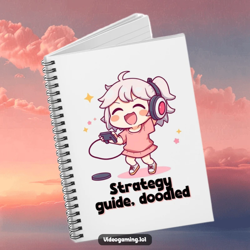 Funny notebook cover featuring a joyful character doing an energetic dance move with a game controller.