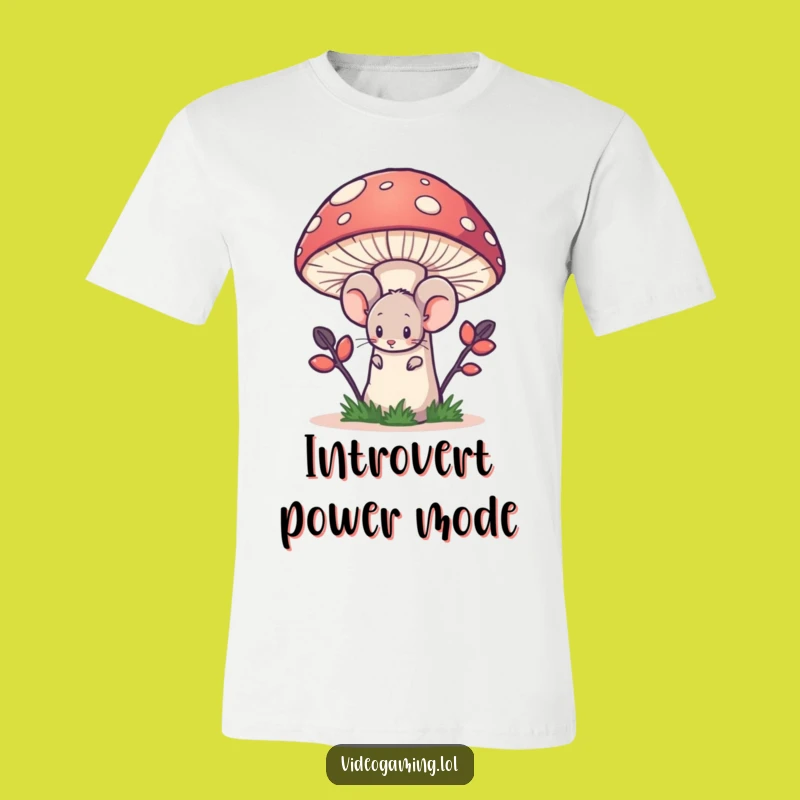 Funny Shy Mouse T-Shirt: Pixelated Mushroom Hide Tee