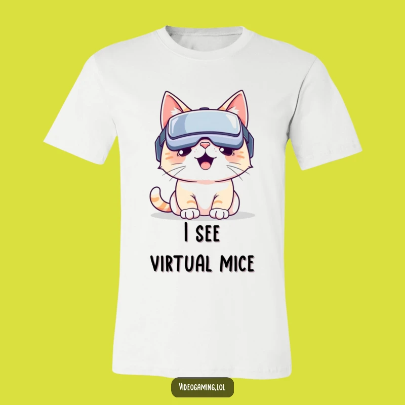 Funny VR Cat T-Shirt: Get Lost in Style with this Humorous Virtual World Design