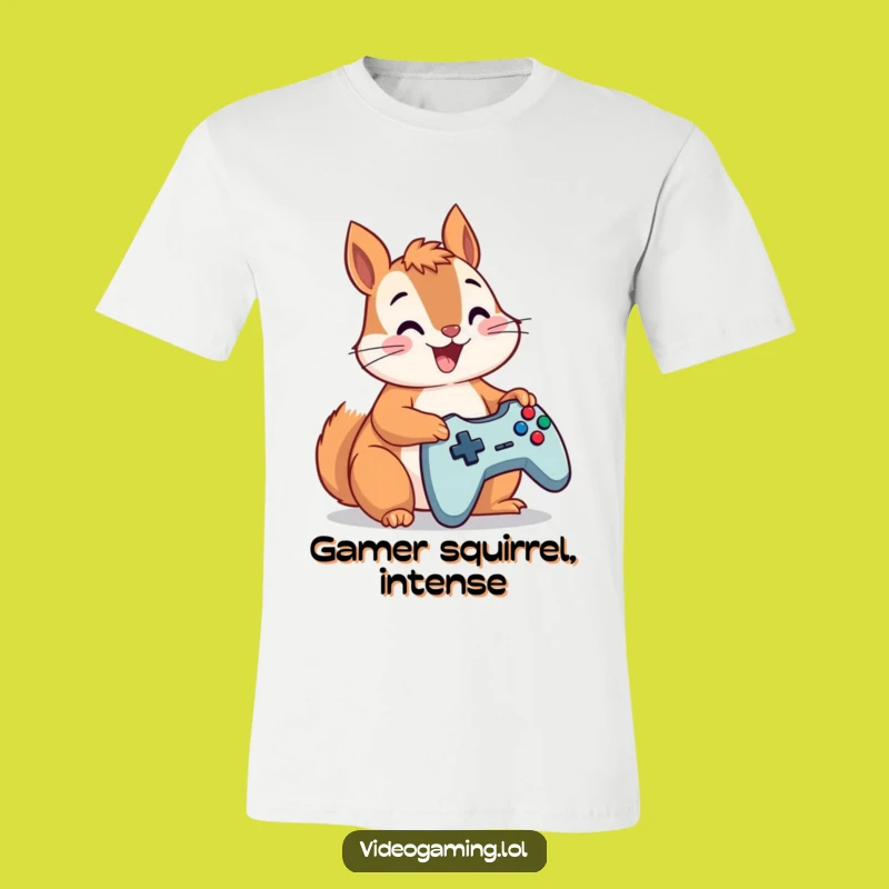 Funny Squirrel Gamer T-Shirt: Enthusiastic Rodent Controller Tee