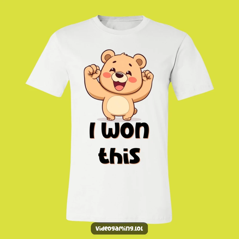 Funny Victory Bear T-Shirt - Happy Fist Pump Gift Tee