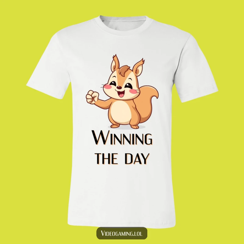 Funny Squirrel T-Shirt: Victory Fist Pump, Cheerful & Fun Gift