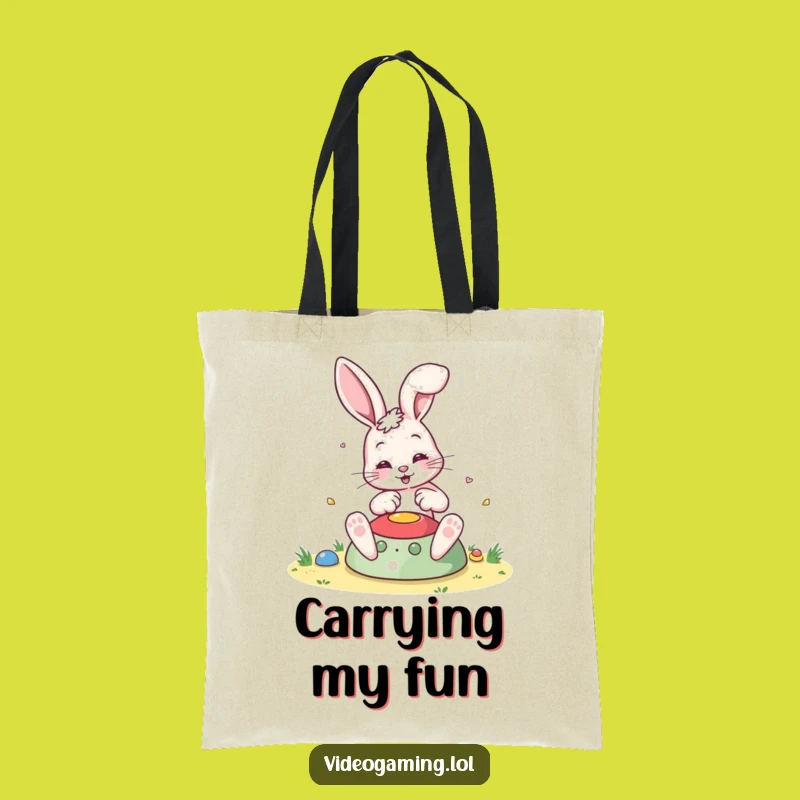 Funny Bouncing Bunny Tote Bag - Durable Colorful Game Shopping Gift
