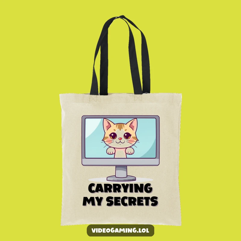 Funny Curious Cat Monitor Tote Bag: Carry Your Secrets with This Hilarious Accessory