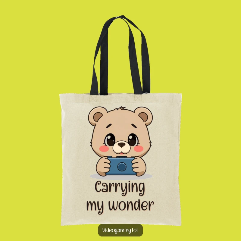 Funny Bear Gamer Tote Bag: Carry Your Gaming Fascination!