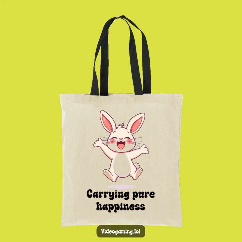 Funny Bunny Excitement Tote Bag - Cute Jumping Bunny, Stylish Funny Gift