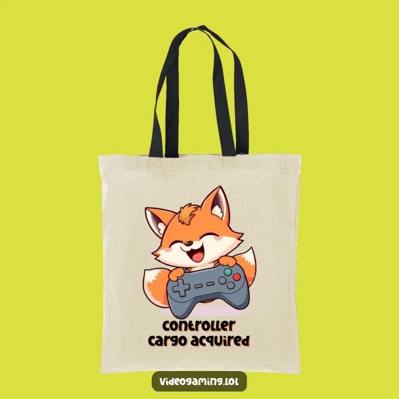 Funny Gamer Fox Tote Bag: Carry Your Game Gear with Humorous Flair