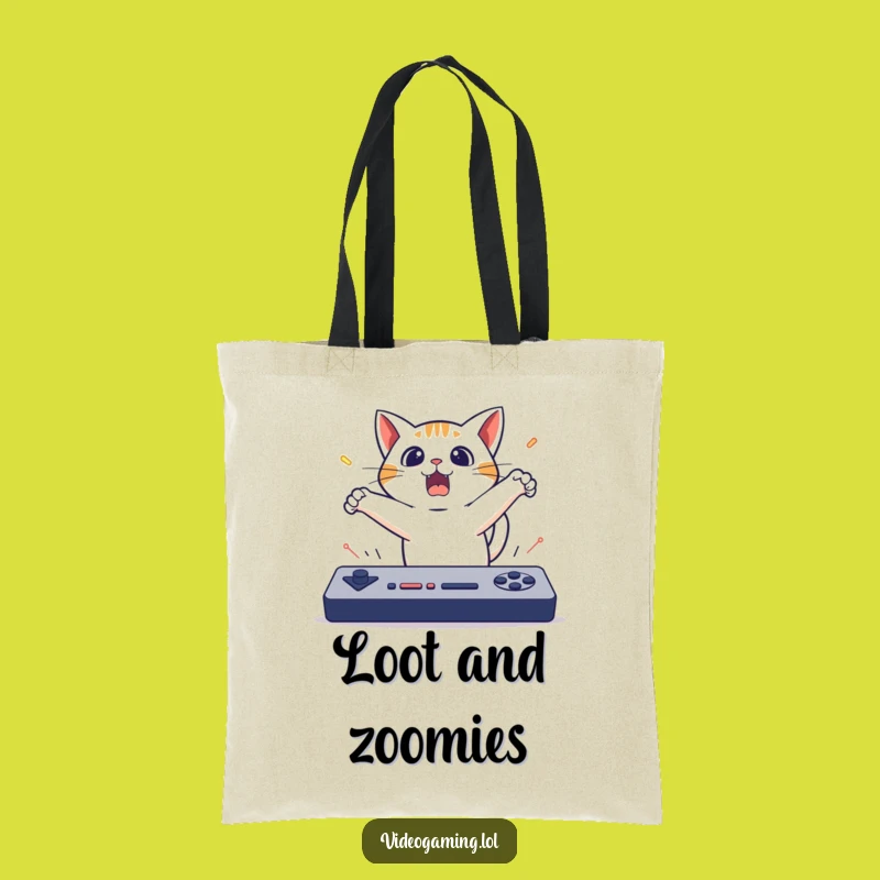 Funny Cat Gaming Tote Bag: Carry Your Game Gear with Surprise