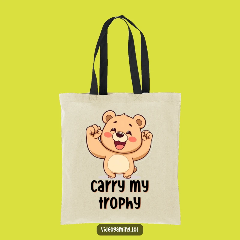 Funny Victory Bear Tote Bag - Spacious & Happy Gift Accessory