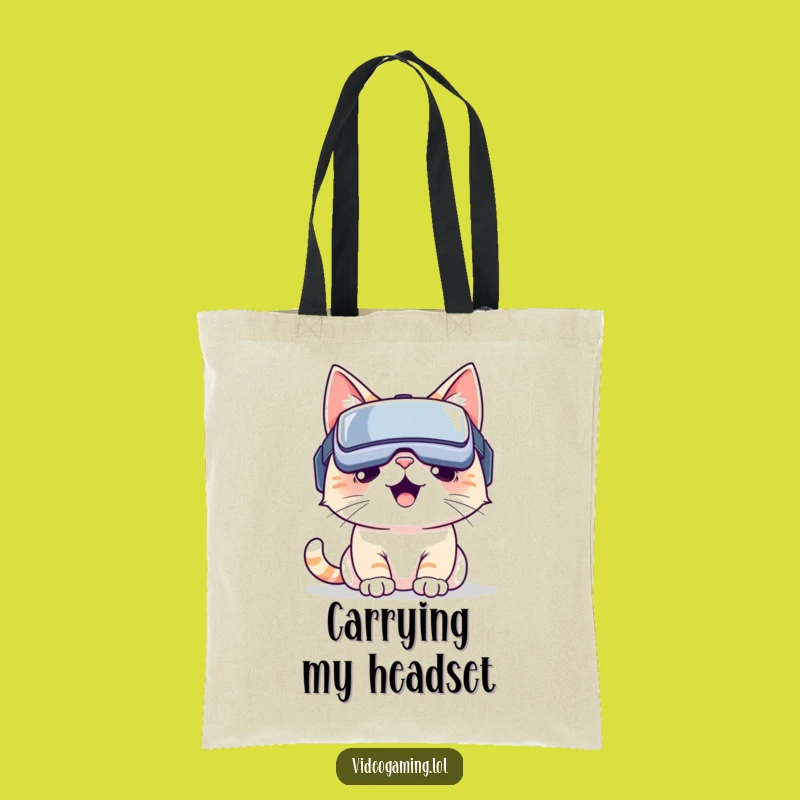 Funny VR Cat Tote Bag: Carry Your Laughs in This Hilarious Feline's Virtual World