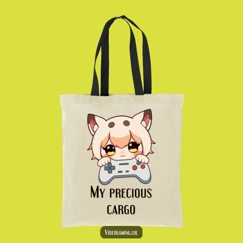 Funny Gamer Tote Bag - Carry Your Gear with Curious Character and Controller Design