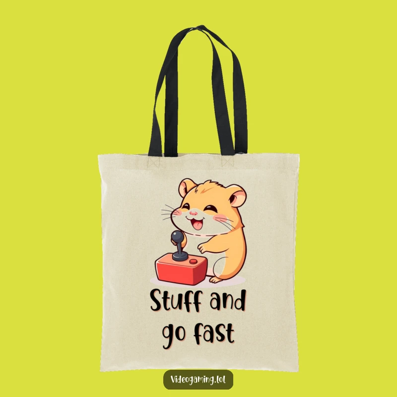 Funny Hamster Gamer Tote Bag - Cute Giggling Hamster, Adorable Funny Gift